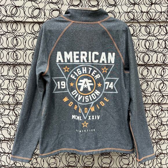 American Fighter 1/4 zip Reversible Orange Gray Pullover Jacket Large - Picture 2 of 11